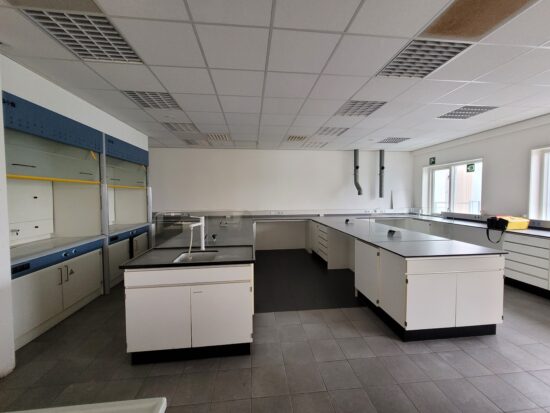 part of laboratory with hoods and extraction points